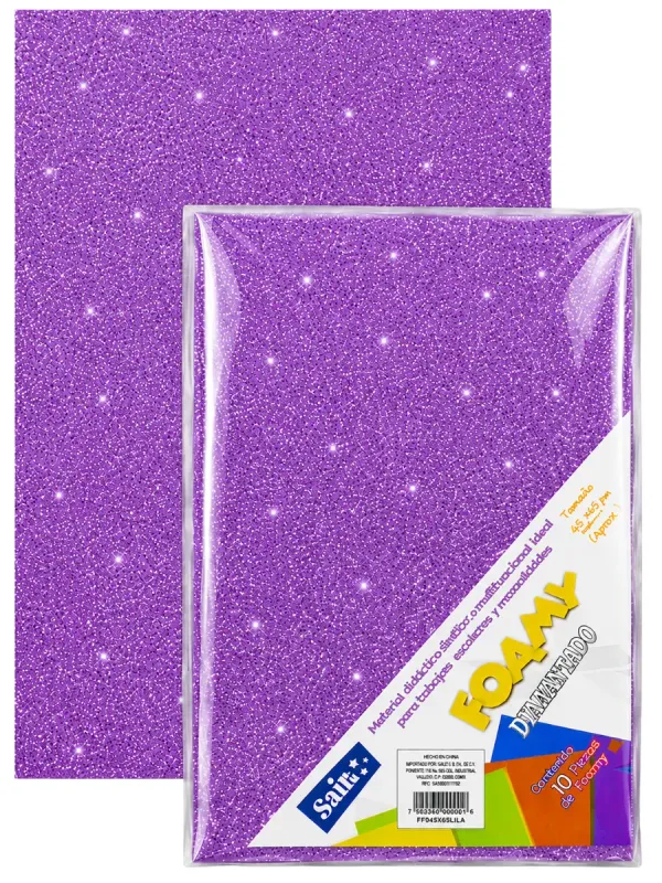 foamy lila diamantado paquete 10 piezas mayoreo mexico
