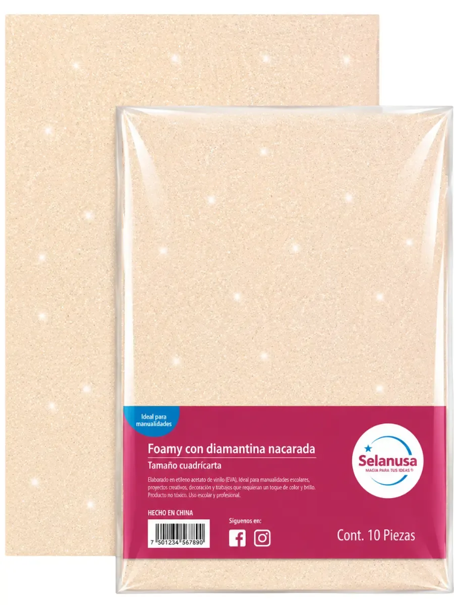 Foamy Diamantina 43×56 cm Carne 235 (Paq. 5 pzas) Foamy con diamantina carne 235 de 43x56 cm paquete 5 piezas