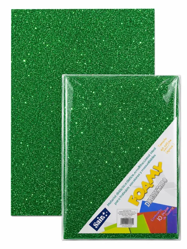foamy diamantado verde bandera 56x43 mayoreo mexico 