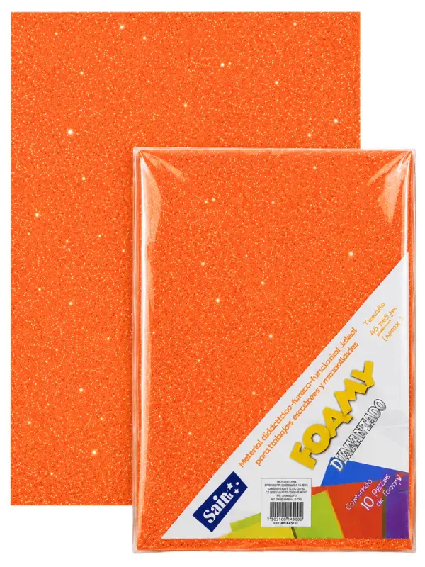 foamy naranja diamantado 43x56 mayoreo mexico paquete 5 pliegos