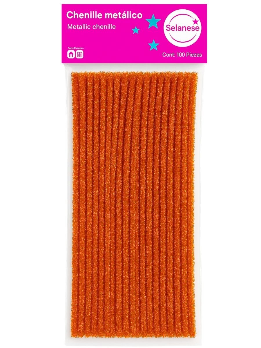 Limpiapipas / Chenille Naranja Metálico (100 pzas)