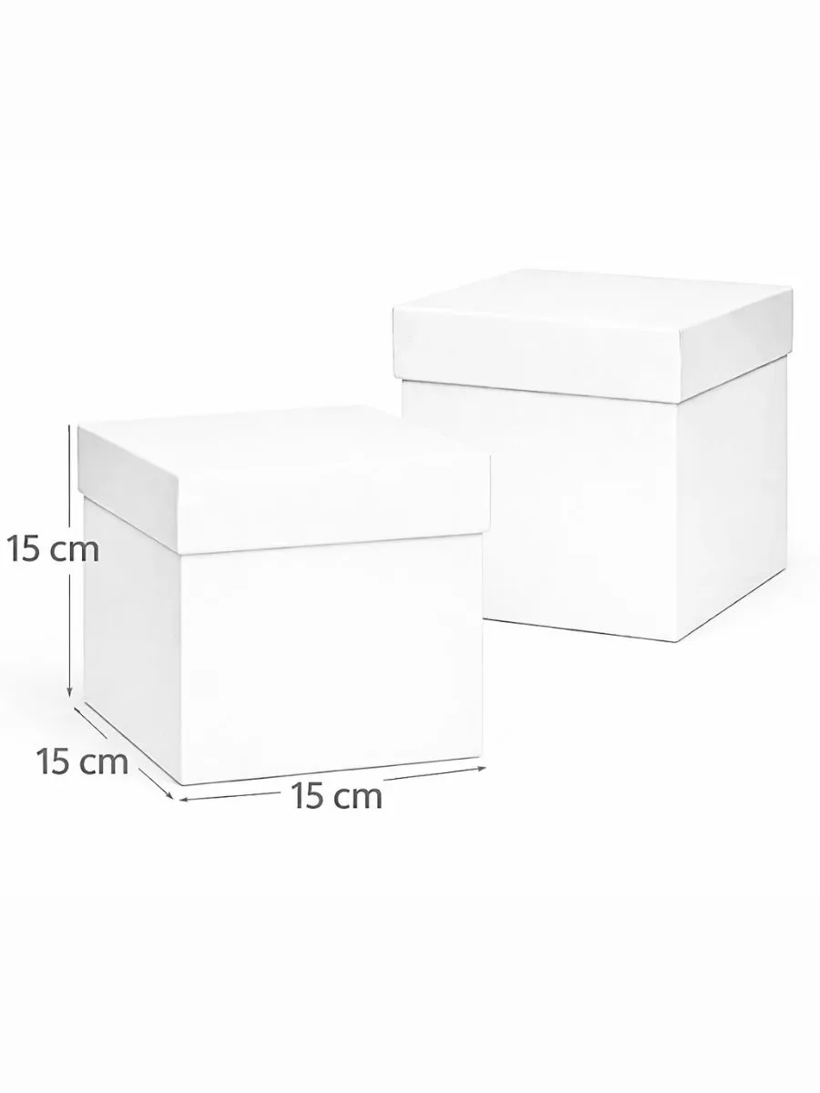 Caja cubo blanca de 15x15x15 cm para venta por mayoreo en México.