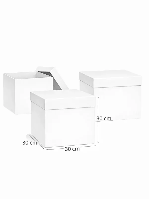 Caja cubo blanca de 30 cm por lado para venta por mayoreo en México.