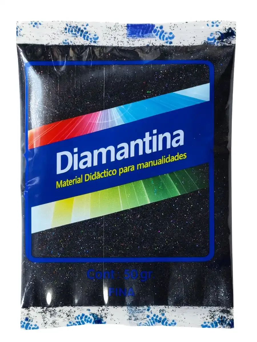 Bolsa de 50 gr de diamantina fina Saira color negro brillante.