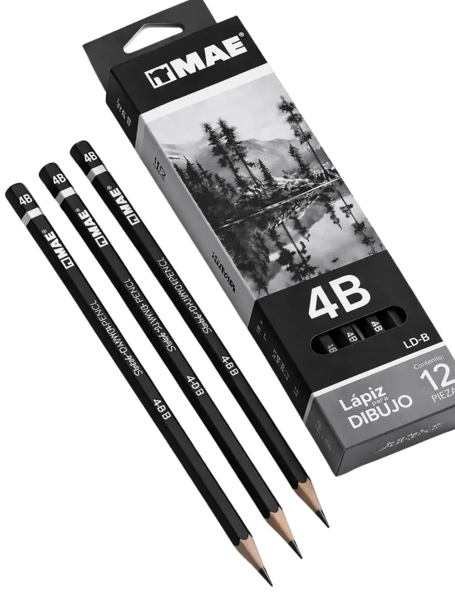 Distribuidor nacional de lápiz de grafito MAE 4B para dibujo artístico.