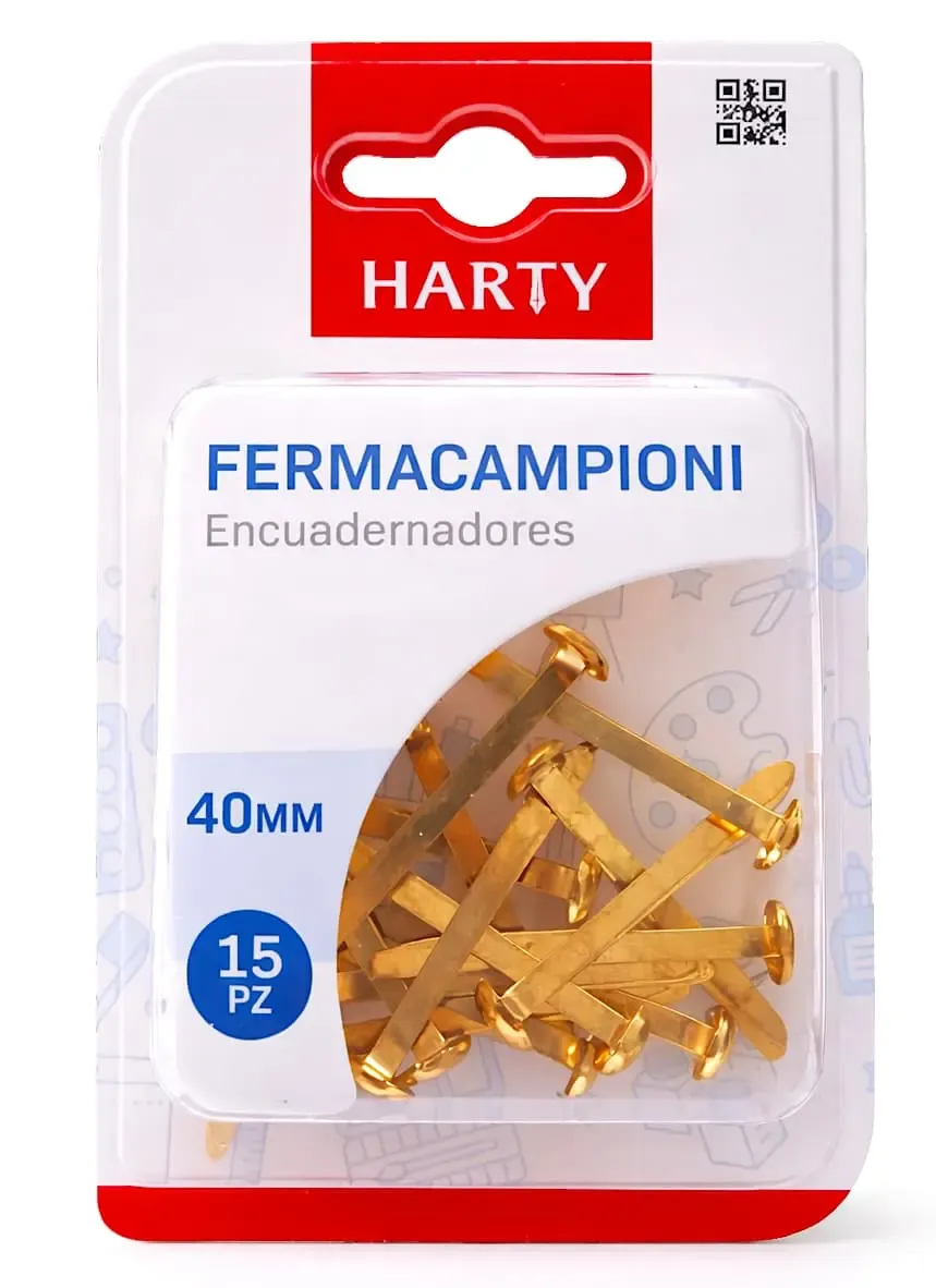 Blíster de 15 broches latonados Harty de 40mm.