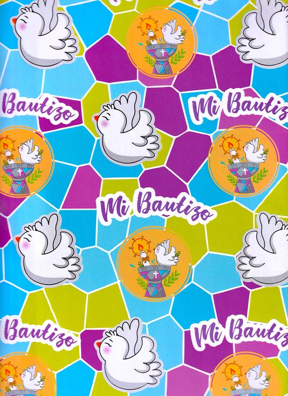 Papel de regalo c/10 pzas Bautizo