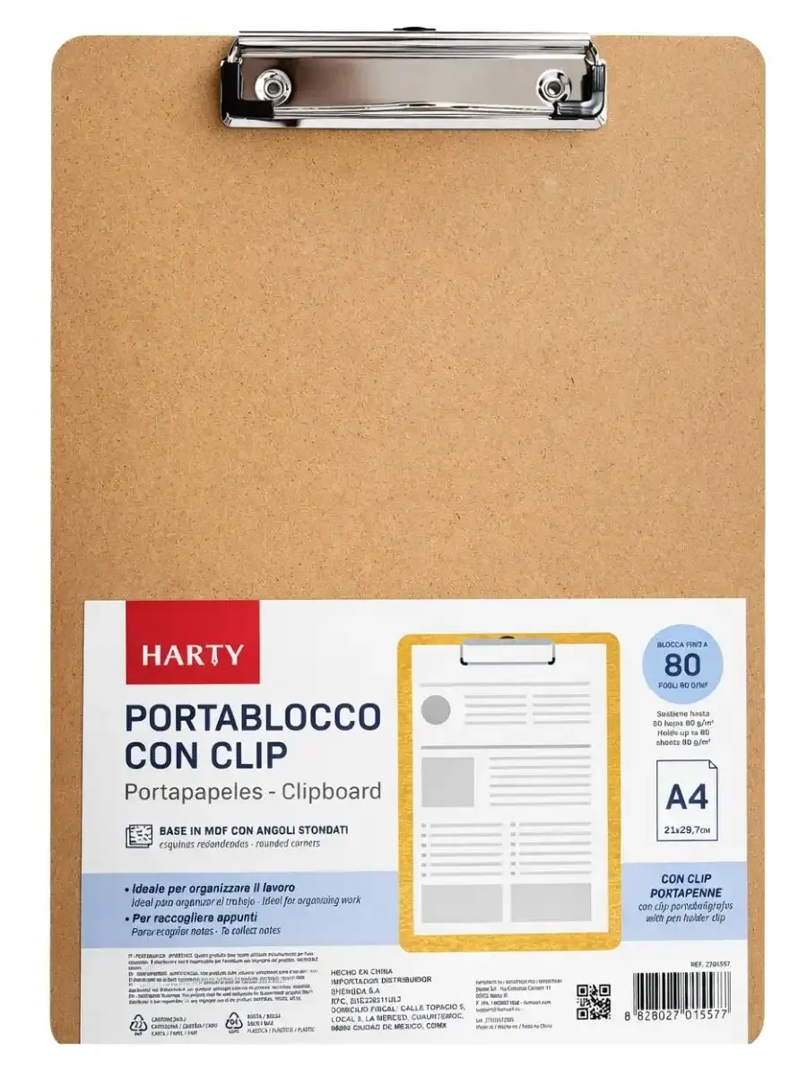 Tabla portapapeles de madera tamaño carta al mayoreo para oficina.