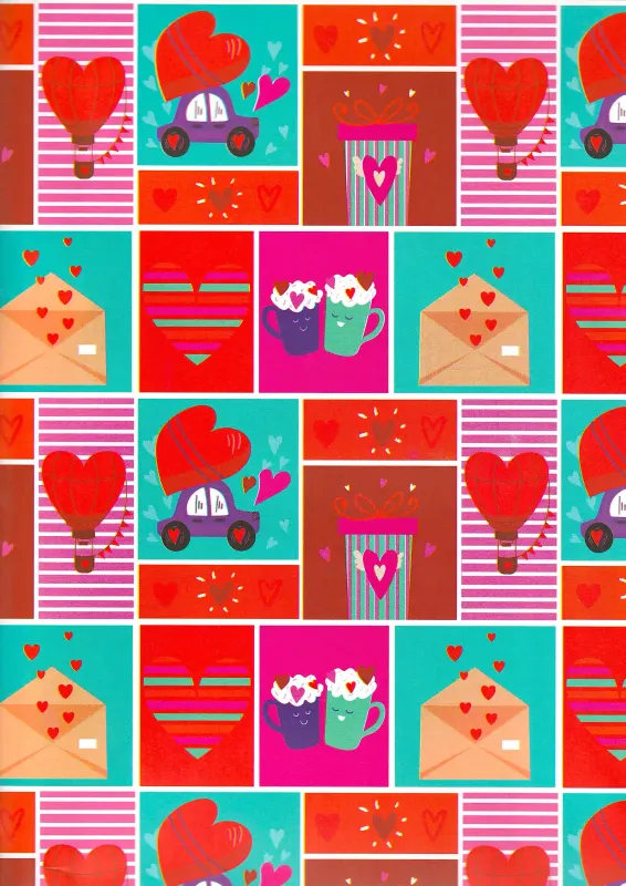 Papel de Regalo San Valentin C/10pzs Mod. A29