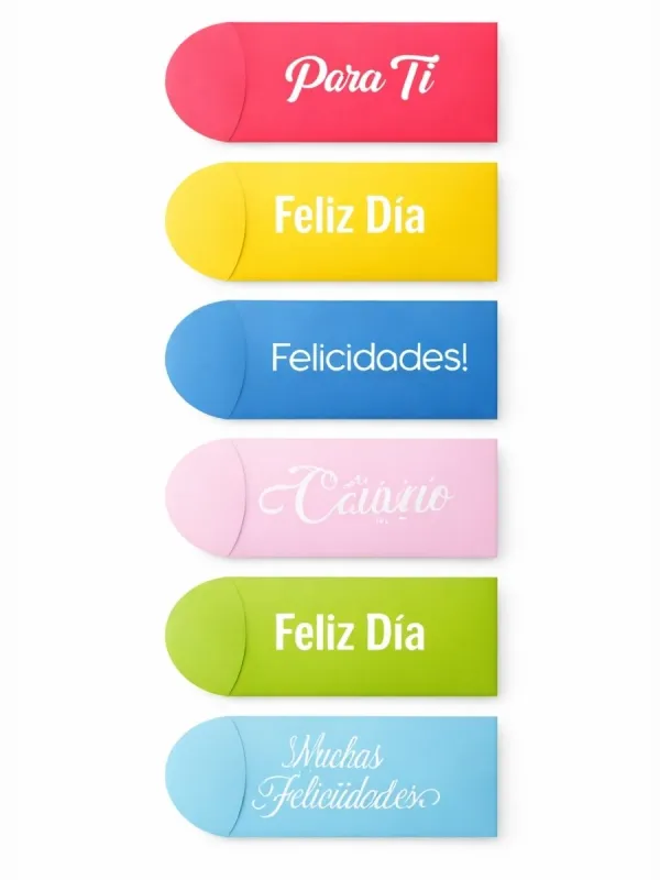 Sobres para Dinero Color Mod. 1 - 12 pzas Mayoreo Paquete de 12 sobres de colores surtidos para dinero al mayoreo.