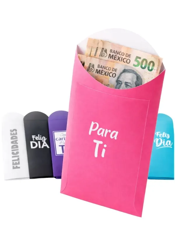 Sobres para Dinero Color Mod. 2 - 12 pzas Mayoreo Venta por mayor de sobres decorados para regalo en Distribuidora Mérida.