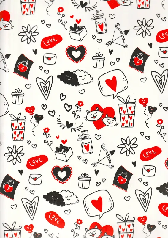 Papel de Regalo San Valentin C/10pzs Mod. A26