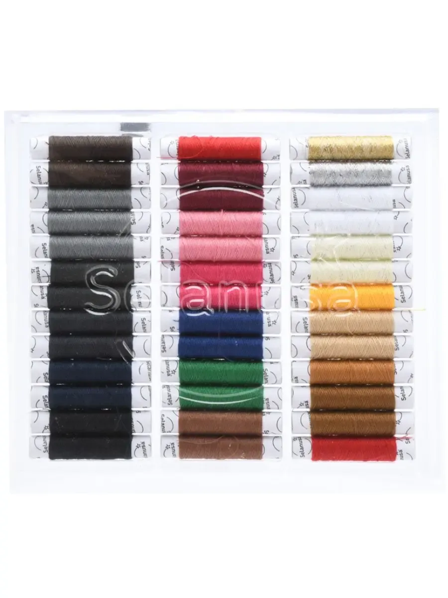 Hilo elastico para bisutería 0,5mm x 25M Blíster de 39 hilos surtidos para coser al mayoreo.