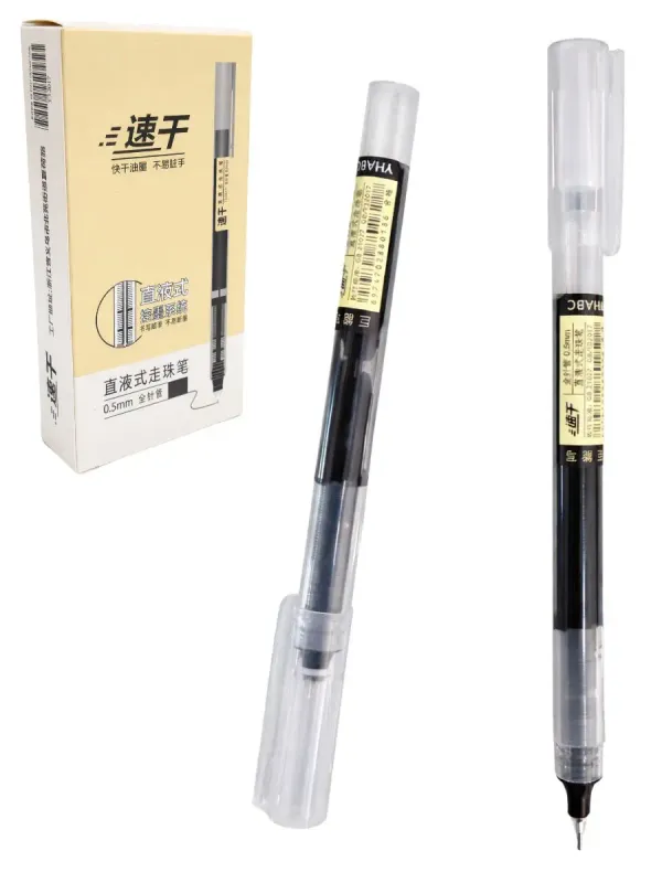 Paquete de 12 bolígrafos de tinta china negra al mayoreo.