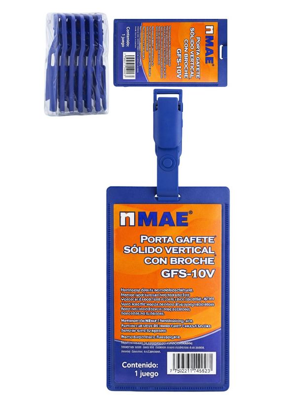 Caja de 10 portagafetes sólidos horizontales MAE al mayoreo.