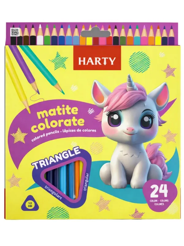 Caja de 24 colores triangulares Harty con mina de 3.3mm.