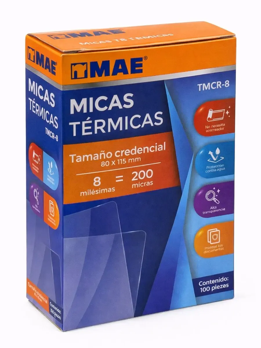 Mica MAE 80x115mm Credencial 8mil/200 Micras (100 pzas)