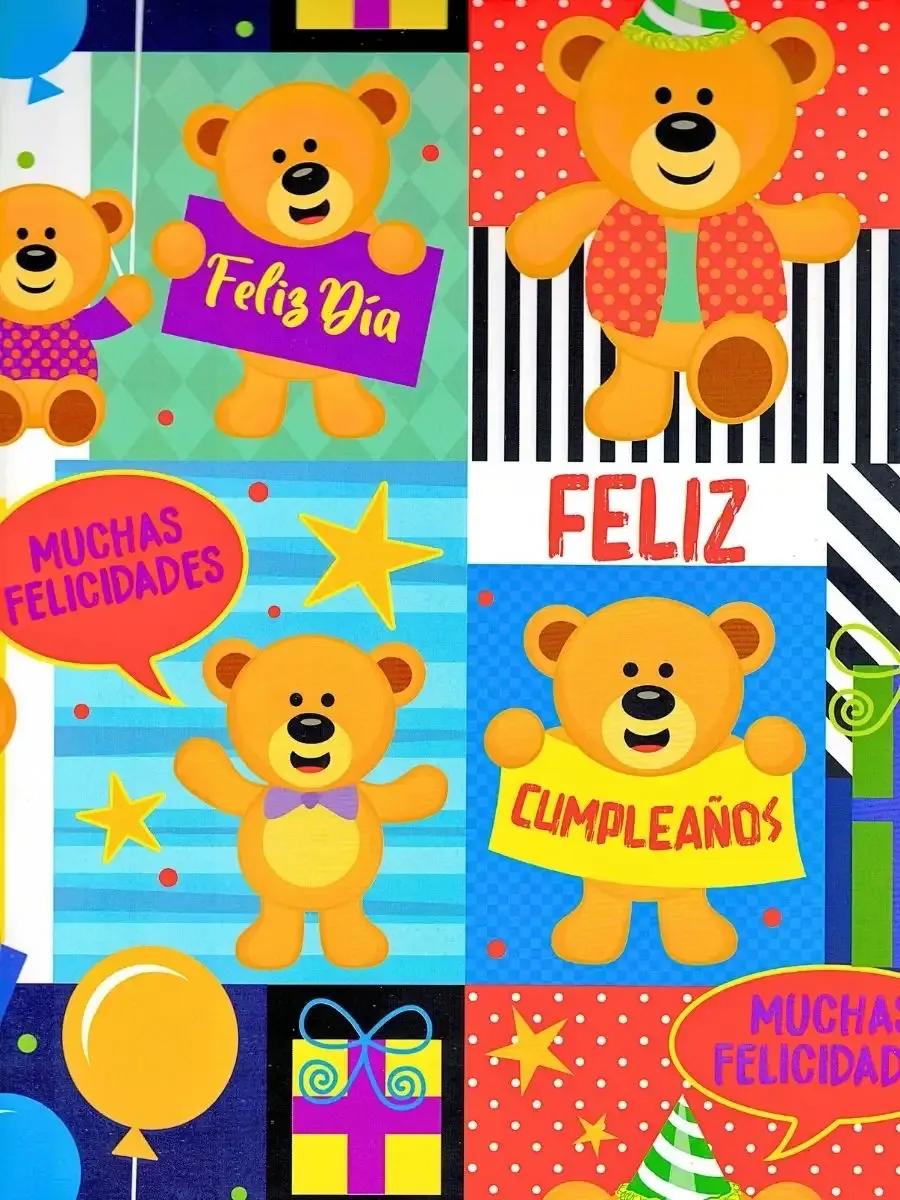 Papel de Regalo Osito Cumpleaños (P63) - 10 pzas Mayoreo Papel de Regalo Osito Cumpleaños (P63) - 10 pzas Mayoreo