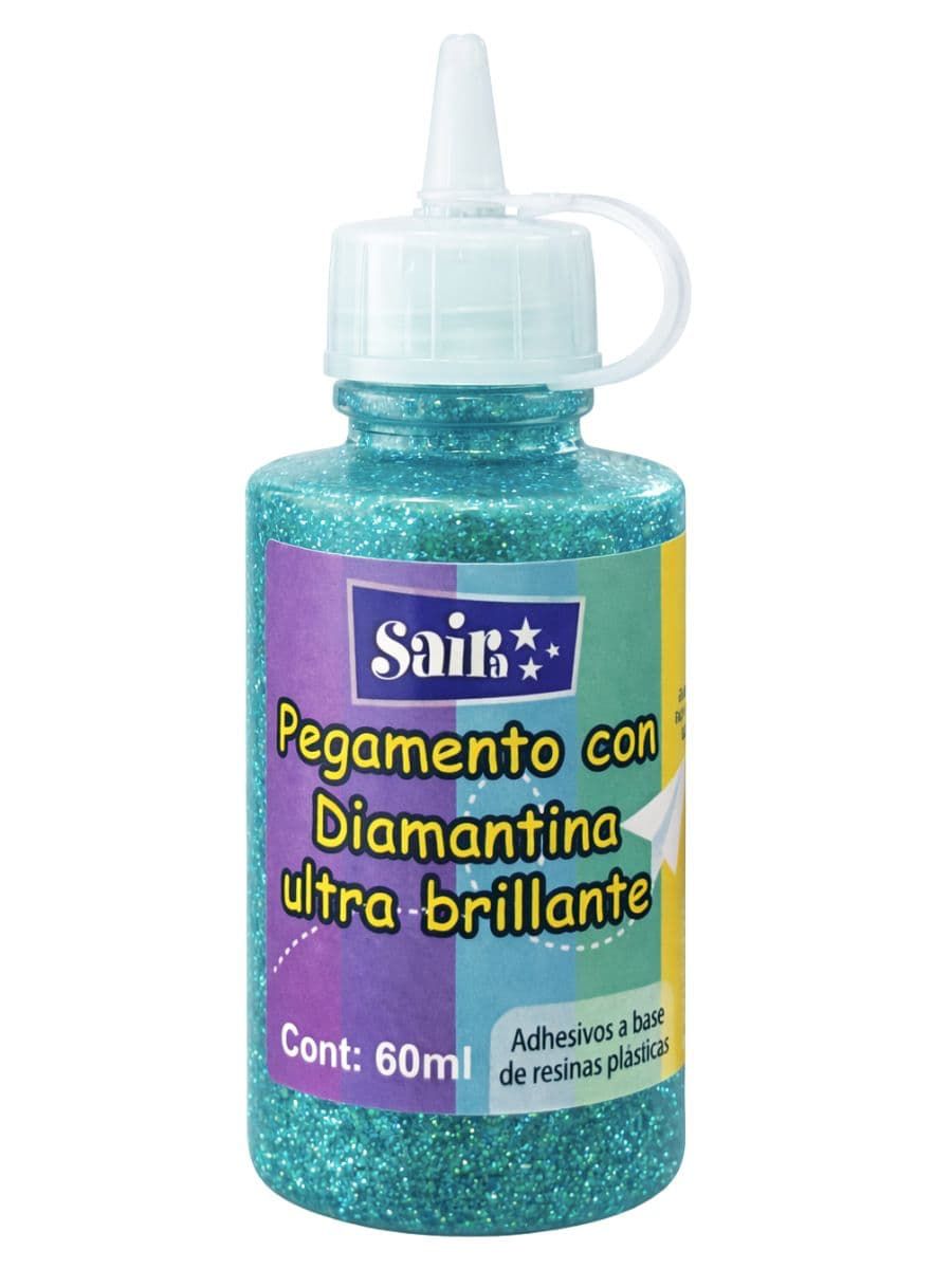 Bote de pegadiamantina Saira color Azul Turquesa de 60ml.