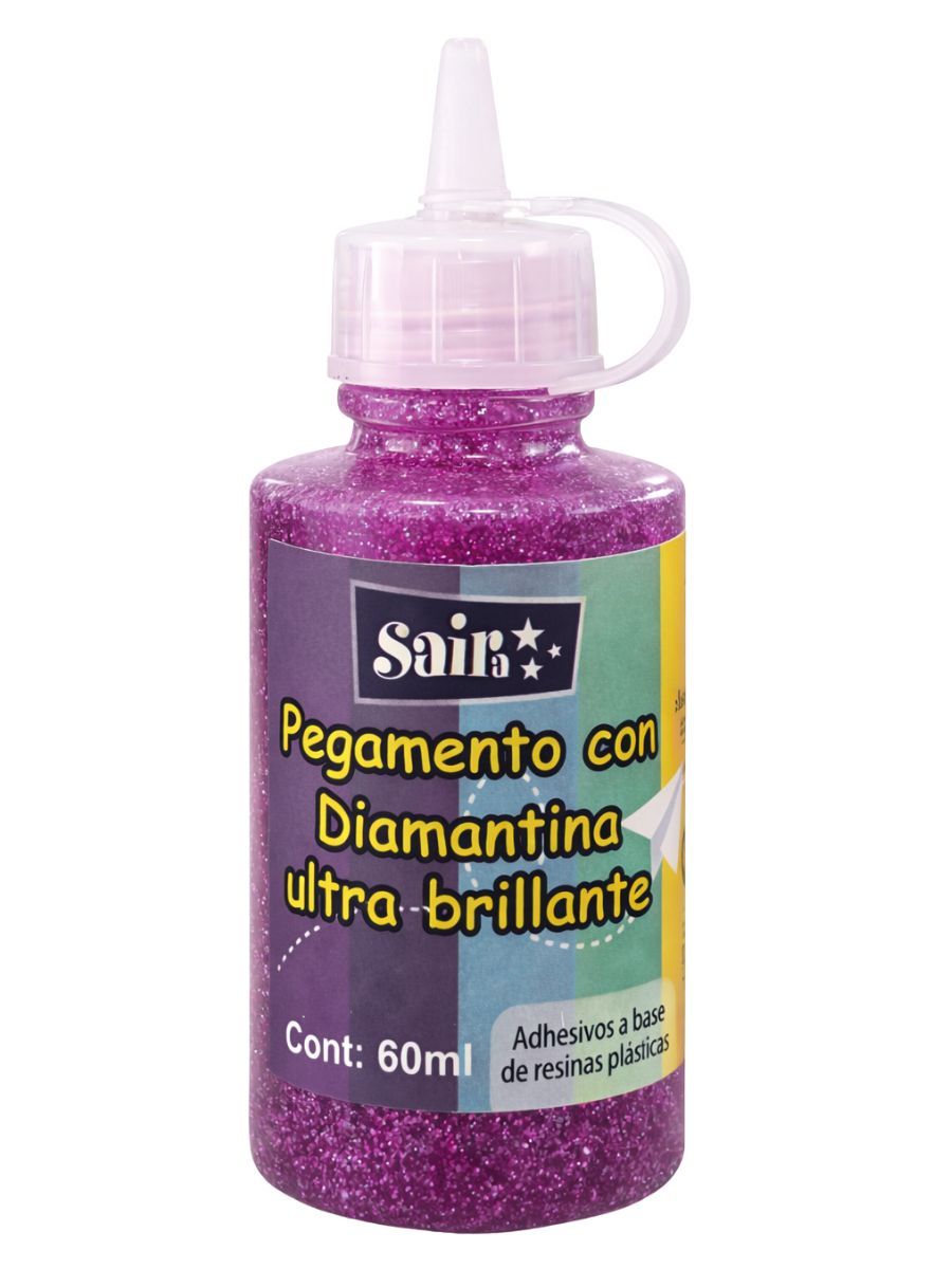 Bote de pegadiamantina Saira color morado de 60ml.