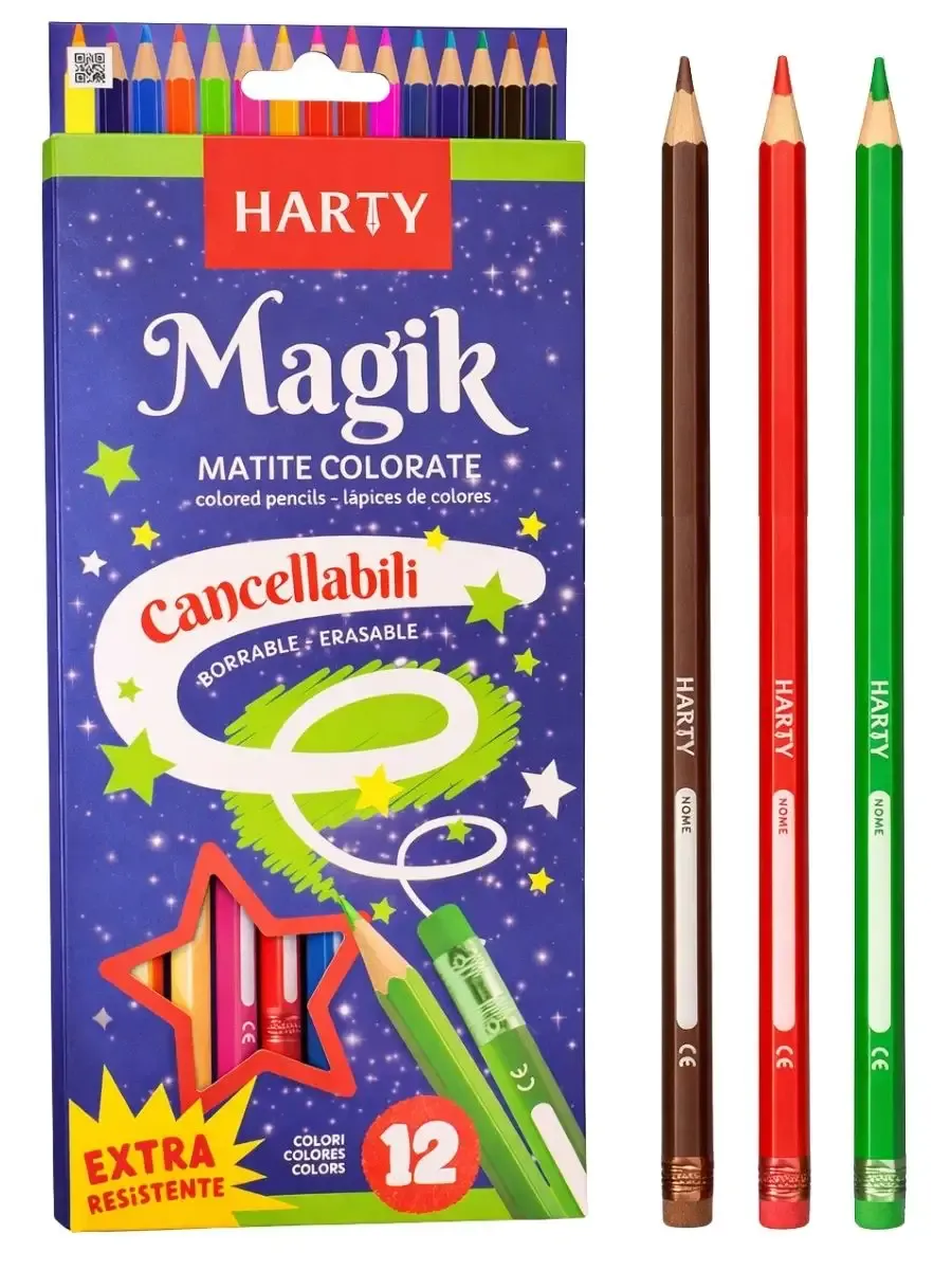 Caja de 12 lápices de colores marca Harty.
