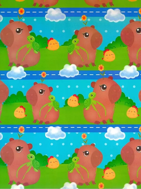 Papel de Regalo Capibara Pradera (P99) - 10 pzas Mayoreo