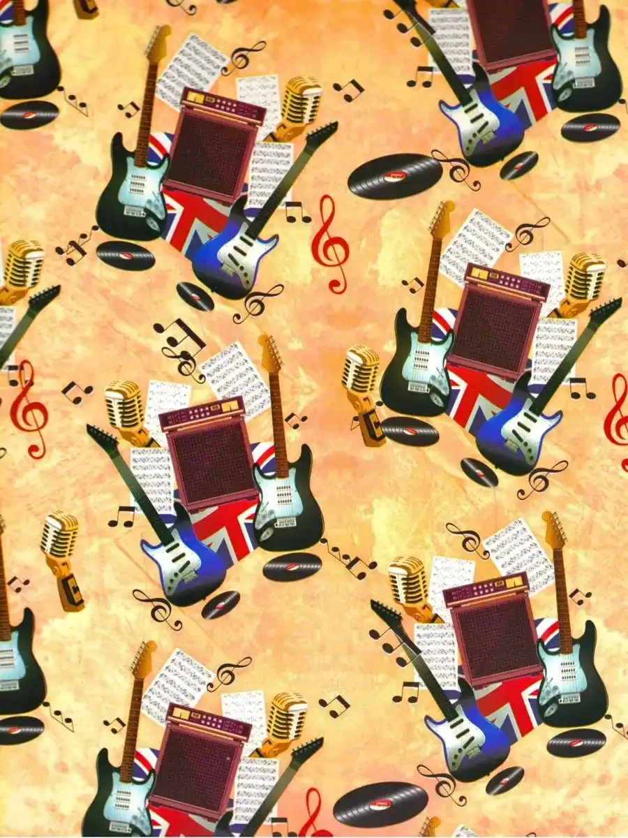 Papel de Regalo Guitarras (P100) - 10 pzas Mayoreo