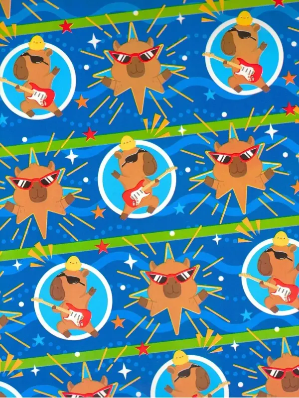 Papel de Regalo Capibara Rockero (P98) - 10 pzas Mayoreo