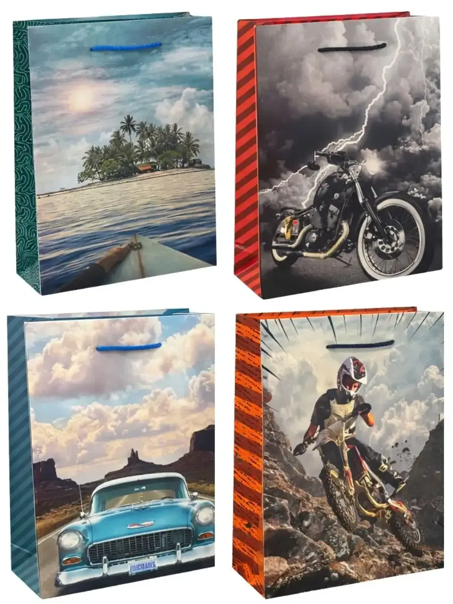 Bolsas de Regalo GR "Montana" (8 pzs) - 36x25 cm Paquete de 8 bolsas grandes con diseño elegante modelo Montana.