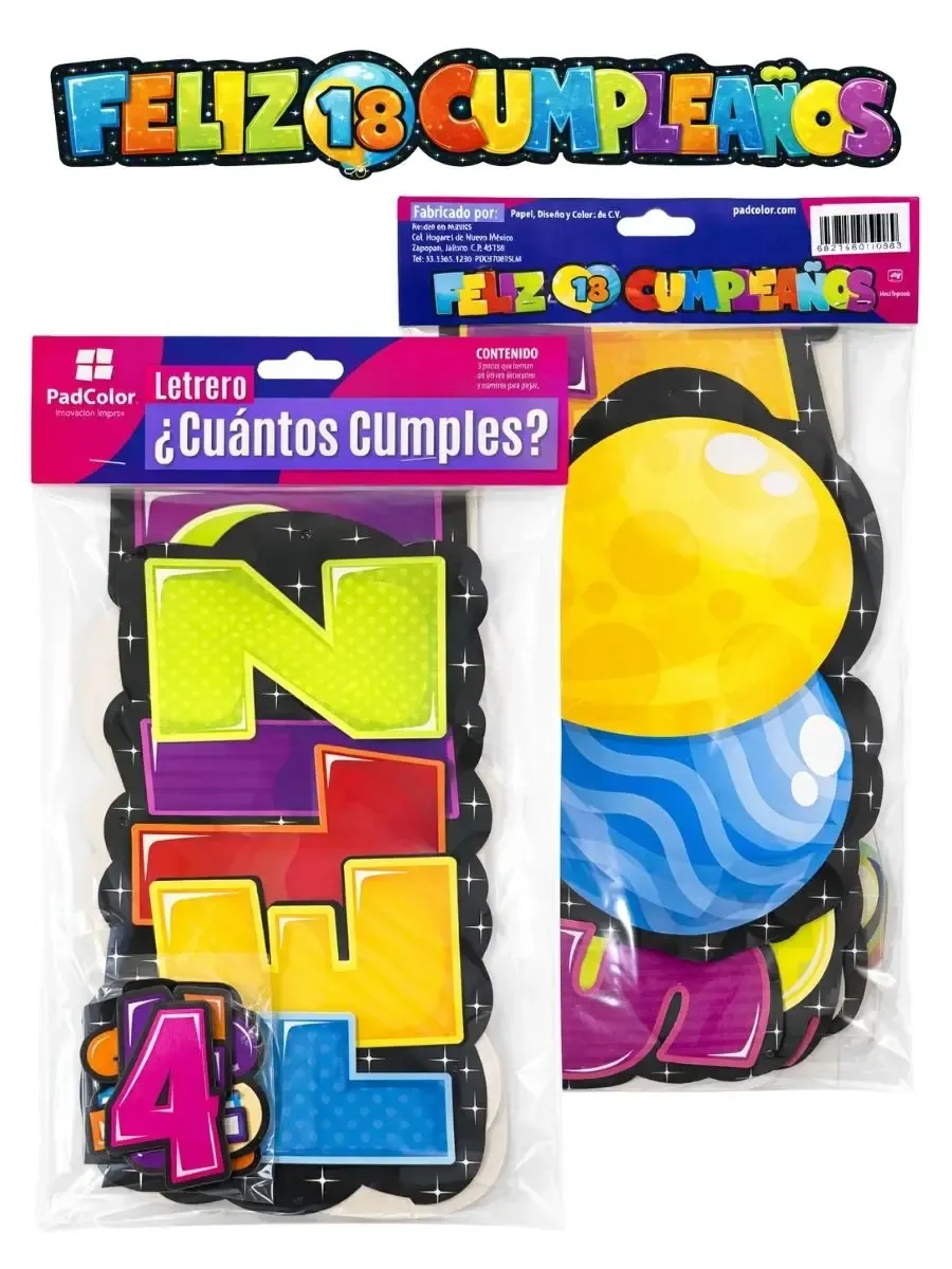 Letrero Gigante "¿Cuántos Cumples?" (122x17 cm) - 1 pza Letrero decorativo gigante de 122 cm con la frase "¿Cuántos Cumples?" para fiestas.