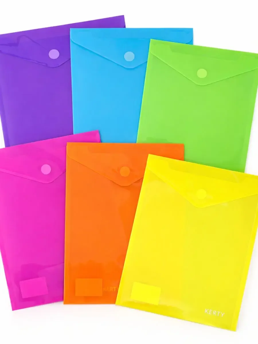 Paquete de 12 sobres tamaño carta con cierre de velcro en colores surtidos al mayoreo