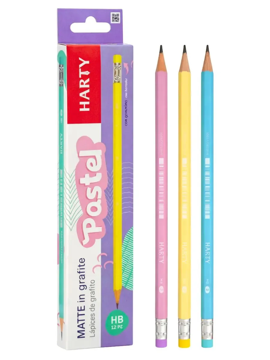 Lápices de Grafito Colección Pastel HB #2 (12 pzs) Set de 12 lápices de grafito HB #2 en colores pastel.