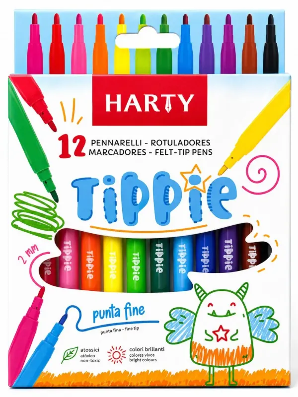 Plumines Escolares Harty Tippie 12 pzs Punta 2.0mm Plumines escolares Harty Tippie 12 piezas punta 2.0mm