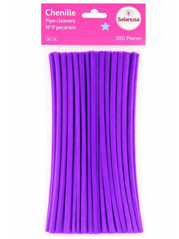 Paquete de 100 limpiapipas color orquídea marca Selanusa.