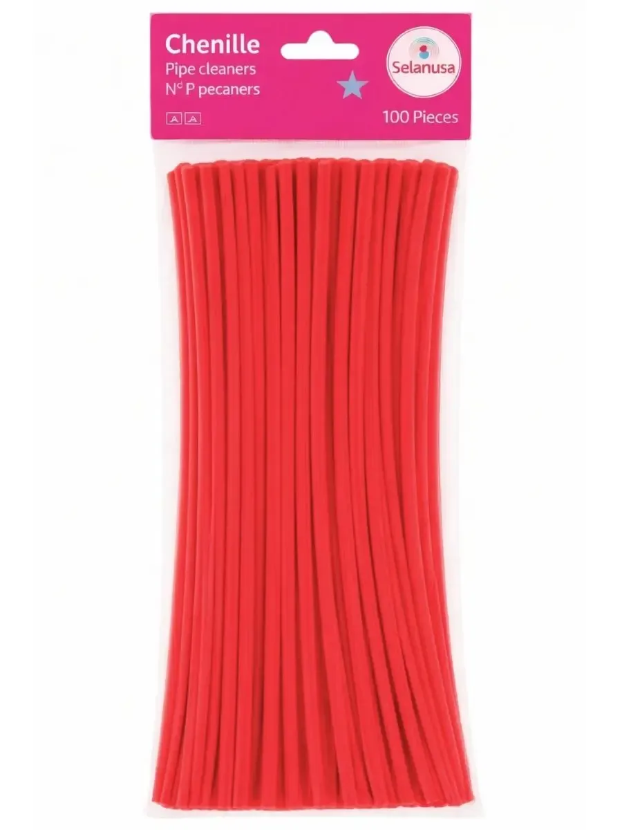 Paquete de 100 limpiapipas rojo claro marca Selanusa.
