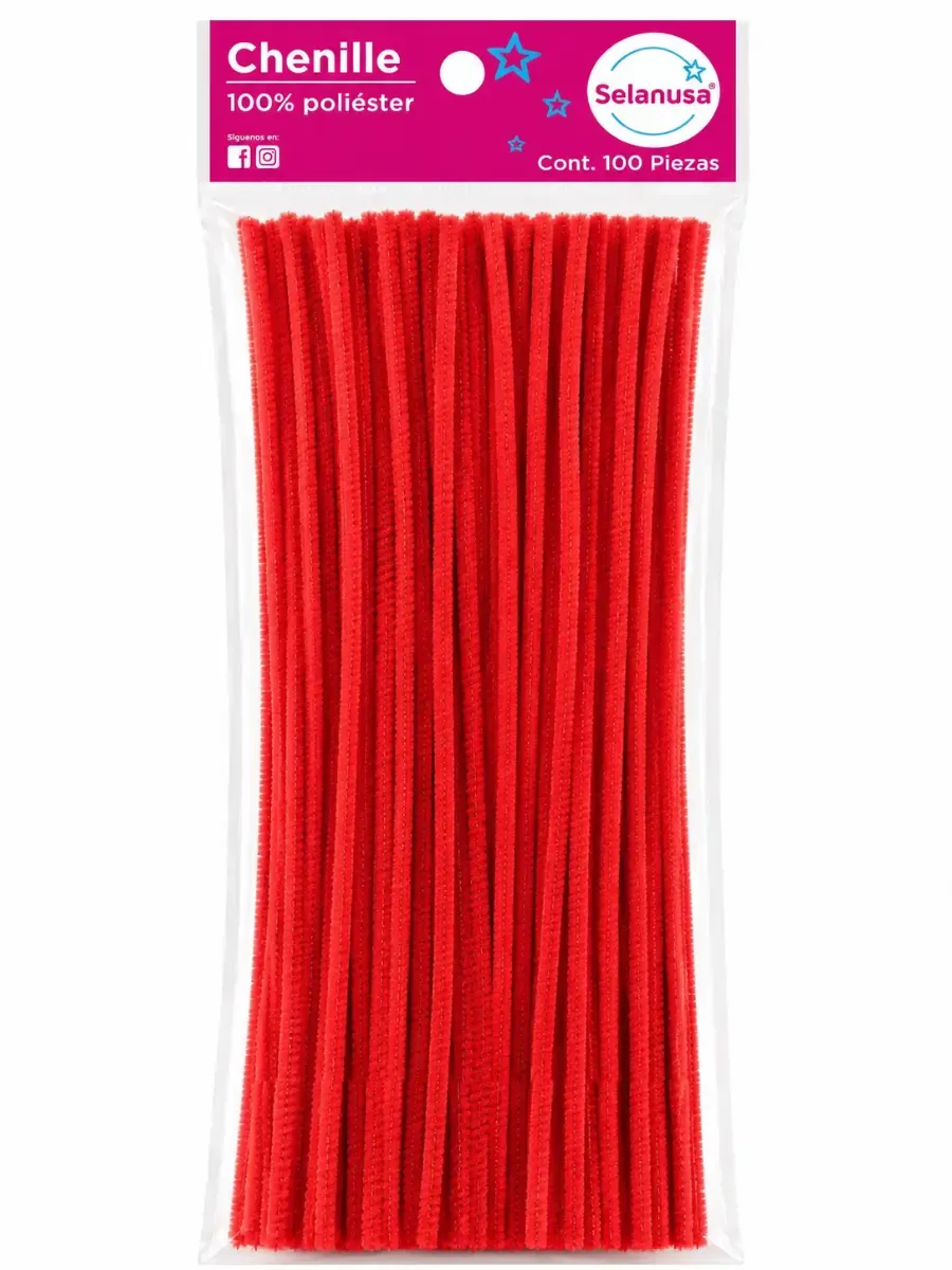 Paquete 100 limpiapipas chenille color rojo claro