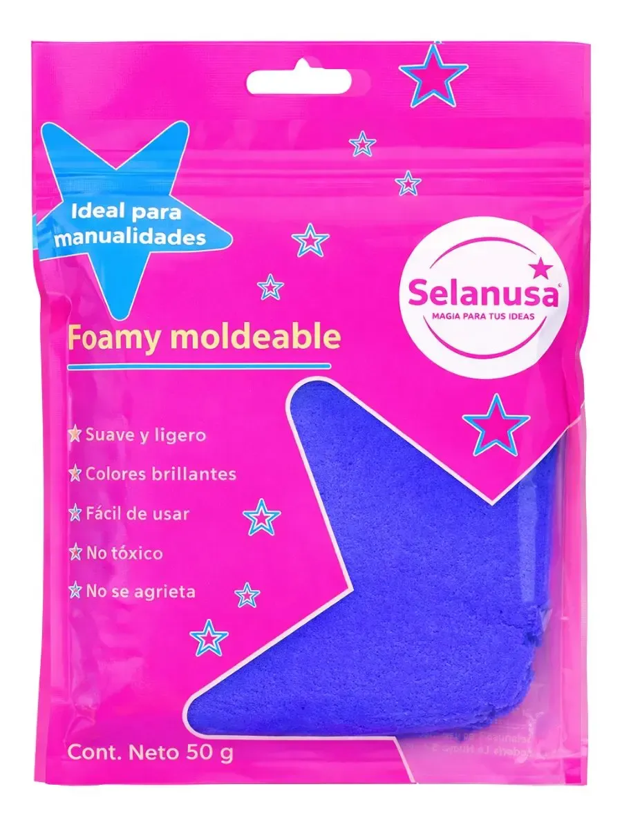 Paquete de foamy moldeable color azul número 16 Selanusa 50g.