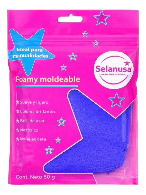 Paquete de foamy moldeable color azul número 16 Selanusa 50g.