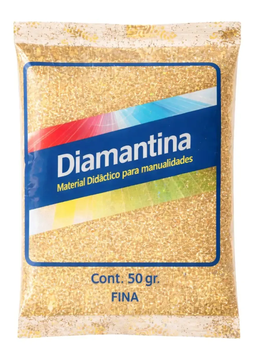 Bolsa de 50 gr de diamantina fina Saira color oro intenso.