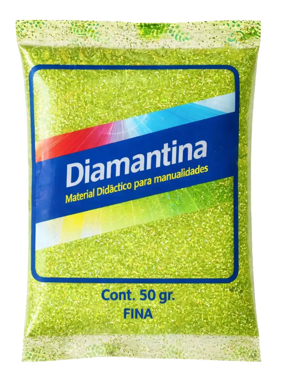 Bolsa de 50 gr de diamantina fina Saira color verde limón neón