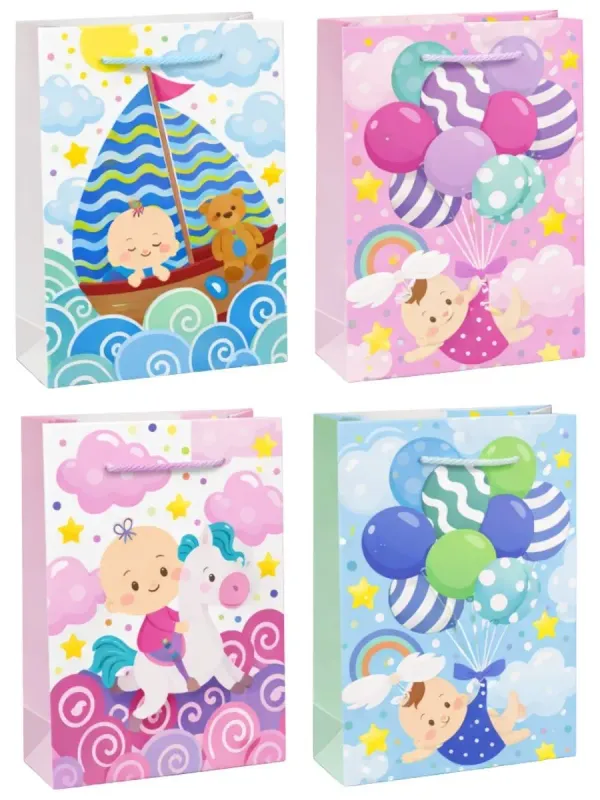 Paquete de 9 bolsas de regalo medianas Padcolor diseño Baby Landia.