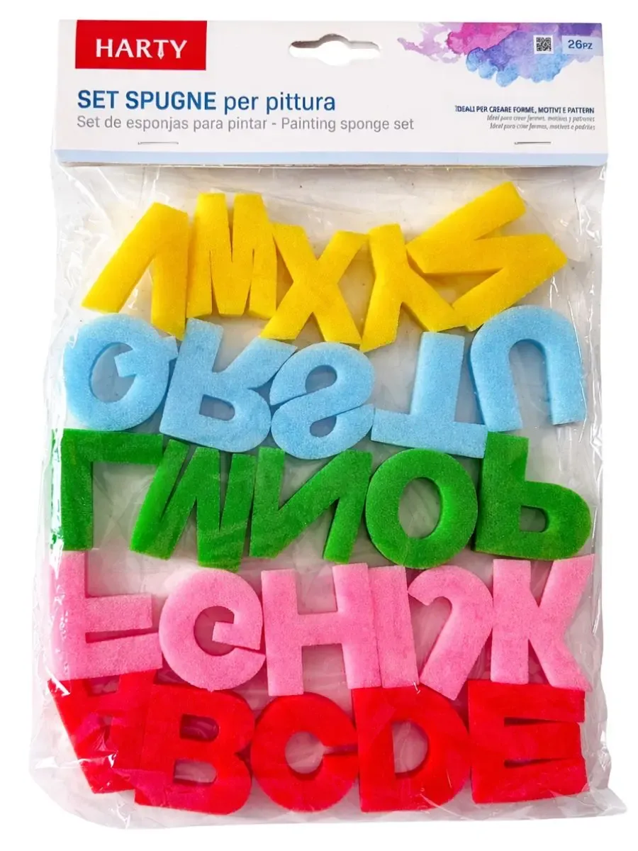 Pinceles tipo Esponja Abecedario -Papelerías Mérida Set de pinceles esponja letras Harty en Papelerías Mérida