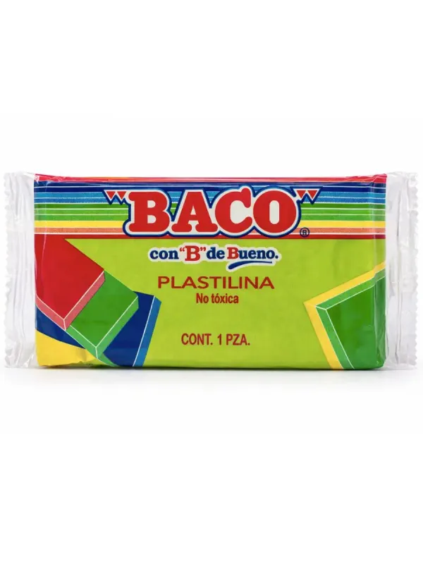Plastilina Baco barra verde limón en Papelerías Mérida