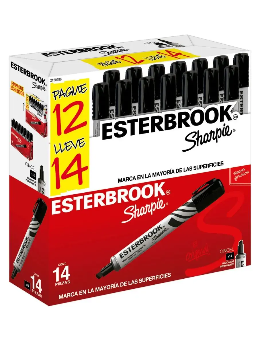 Marcador Permanente Esterbrook Negro (Paq 12 + 2 ) Paquete 12+2 marcadores Esterbrook en Papelerías Mérida