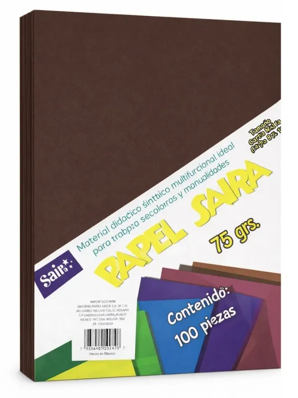 Paquete de 100 hojas de color café chocolate tamaño carta al mayoreo.