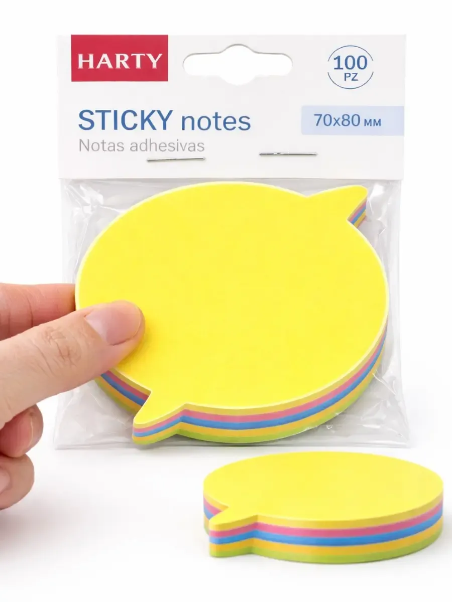 Notas adhesivas con formas para organización escolar con facturación.