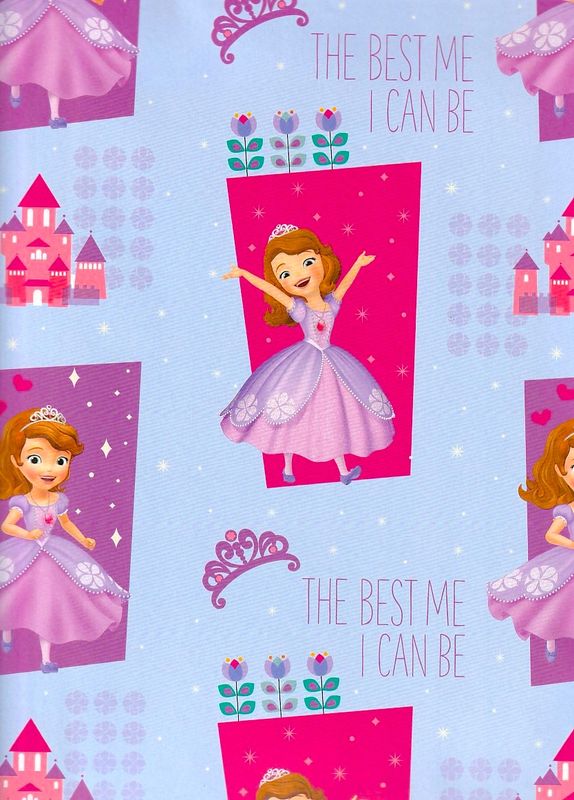 Paquete de 10 pliegos de papel de regalo de Princesa Sofia Disney.