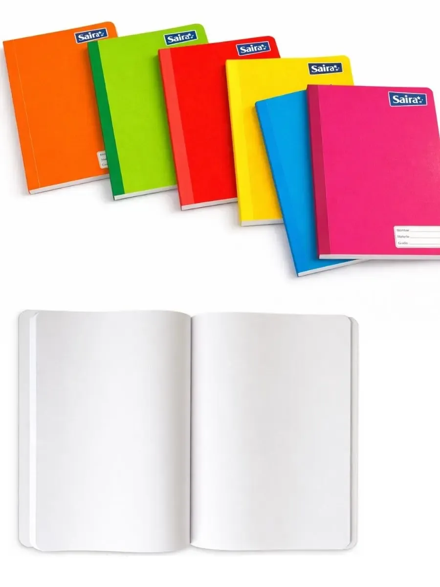 Surtido mayorista de cuadernos Saira cosidos para negocios en México.