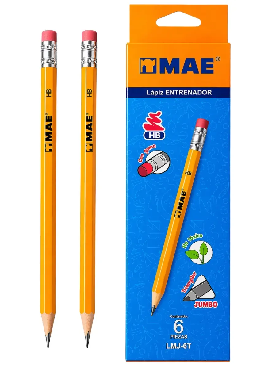 Distribuidor nacional de lápiz entrenador MAE triangular para surtido de papelerías.
