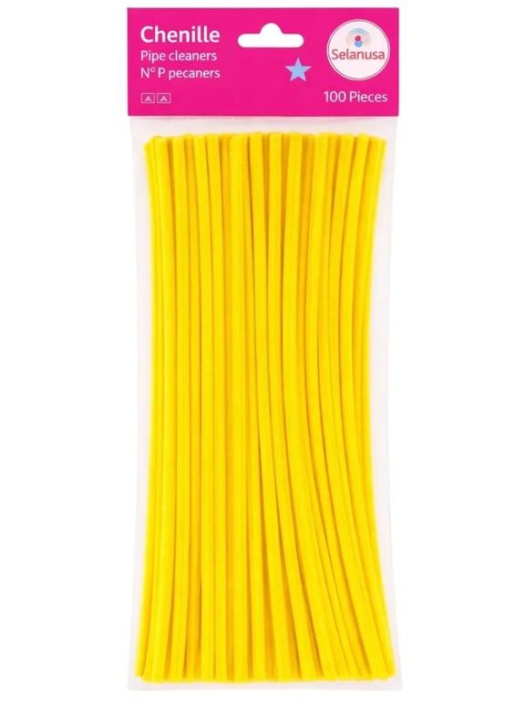 Limpiapipas / Chenille Amarillo canario  Núm. 30 (100 pzas)
